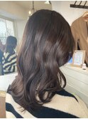 暗めラベンダーグレージュ鎖骨レングスこなれ感韓国風レイヤー