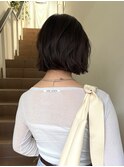 切りっぱなしボブヘーゼルベージュボブブラウンカラー前髪なし