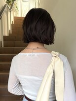 サンク 原宿 表参道(cinq) 切りっぱなしボブヘーゼルベージュボブブラウンカラー前髪なし