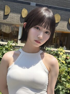 アビー(ABBEY3) シースルミニマルボブショート顔まわり外ハネ切りっぱなしボブ