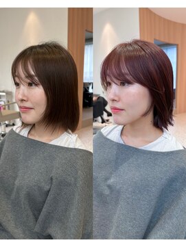 オン キャナルシティ博多前店(on) 【哉汰】顔周りカット/レイヤーボブ/ボルドーカラー30代