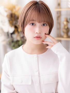 前下がりピンクブラウンコンパクトショートa志木20代30代40代