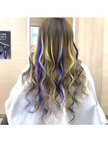 アーチフォーヘア 心斎橋店(a-rch for hair)&nbsp;プルエクステ で《イベント系》ハイユニコーンカラー