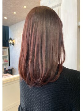 キャアリー(Caary) 福山市美容室Caaryうるつやストレート 冬カラーピンクブラウン