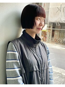 エンドリンク(endlink) デジタルパーマチェリーブラウン前下がりボブミディアムミニボブ