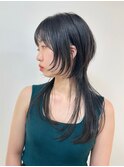 ウルフカットレイヤー黒髪ハッシュカットレイヤーウルフ