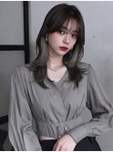 韓国風ウェーブレイヤー × グレージュ