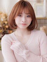 カバーヘア ブリス 上尾西口店(COVER HAIR bliss)&nbsp;ブリーチなしピンクベージュ前下がりひし形レイヤーボブ30代a