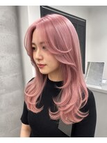 ルーブ トウキョウ(Loob. TOKYO) ダブルカラーミルクティーピンクベージュレイヤーカット韓国