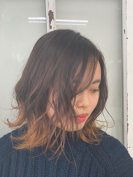 アディクト(ADDICT) 切りっぱなしボブ　グラデーションカラー