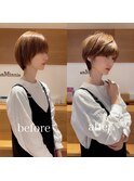丸みショート/前髪/耳掛け/20代30代40代