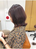 マロンベージュ Aラインボブドレスヘアかきあげロング