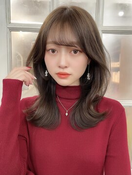 アリュウル 表参道(ALLURE) 韓国ヘアくびれヘアフェイスレイヤーグレージュ後毛ミルクティー