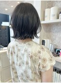 福山市美容室Caaryふわっとレイヤーボブ透明感グレージュカラー