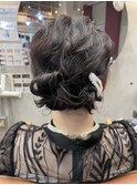 結婚式ヘアアレンジ/ゆるふわアレンジ/ショートヘアアレンジ