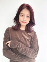 ケーツー エソラ池袋店(K-two) ミディアム×外はね*くびれヘア*顔周り*チェリーブラウンカラー