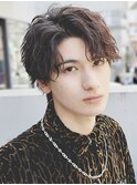ツイストスパイラルパーマメンズパーママッシュウルフフェード