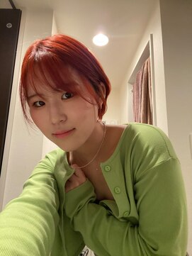 アジールヘア 北千住駅西口店(agir hair) オレンジカラービビッドオレンジカラーショートヘア大人ヘア