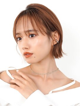 オーバーヘアー 川西店(over hair) きりっぱなしボブ×アプリコットブラウン
