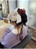 2025成人式☆生花水引きヘアアレンジ