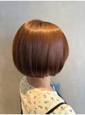 大人可愛い◎丸みボブ×オレンジブラウン/髪質改善/艶感