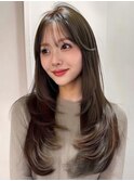 韓国風　ロング　顔まわり