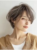 大人ショート 白髪ぼかし 脱白髪染め ハイライト40代50代60代