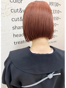 モリオ フロム ロンドン サッポロファクトリー店(morio FROM LONDON) 【morio札幌】大人かわいいぱつっとボブ　ピンクオレンジカラー