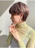 レディースショート/小顔補正立体カット/ミルクチョコレート