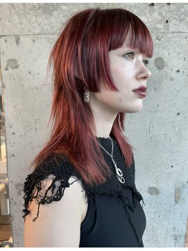 ランド(LAND) 姫カット、ステップカット、グラデーションカラー,カシス,紅色