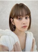 フルバング イメチェン ミディアムストレート似合わせカット小顔