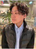 センターパート ツイストスパイラルパーマ 束感 ブラウン