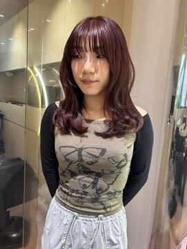 マイル 渋谷(mile) ブリーチなしダブルカラー×チェリーレッド