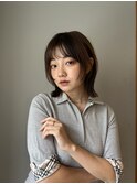 ミディアムレイヤー/顔まわりカット/オージュアカラー