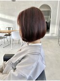 ショートボブ_ピンクグレージュハイライト