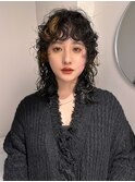 デジタルパーマレイヤーカット顔周り前髪ミディアムロング/渋谷