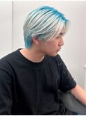 14089メンズツートンカラーハイライトアッシュブルーカラー