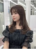 透明感グレージュカラー/ロングレイヤー/顔周りカット/表参道