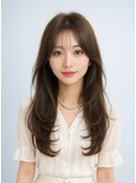 大人上品ロングレイヤー×透け感シースルーバング