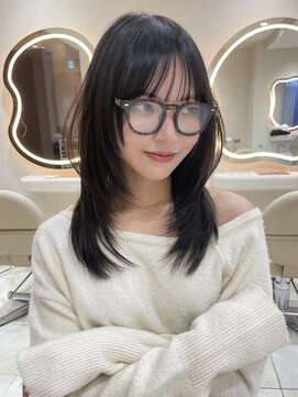 サイン 渋谷(SIGN) 韓国ヘアーハッシュカットレイヤーカットグレージュブリーチ無し