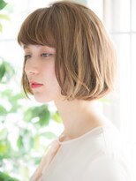 +animo吉川美南+ホワイトブロンド×オン眉センター分けボブH