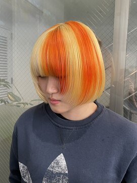 レコ 渋谷(LECO) 艶髪ハイトーンボブカットブラックカラーデザインブロンド