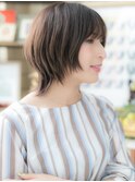 ★大人美人グレージュ小顔ひし形ボブウルフカット30代40代★10