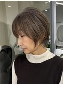 くびれショートボブグレイカラー白髪染め白髪ぼかしハイライト