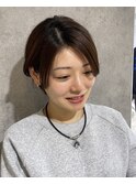 前髪なし耳掛け丸みくびれショートボブ20代30代40代50代60代