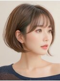 顔周りレイヤーカットくびれヘア切りっぱなしボブ大人ボブ30代