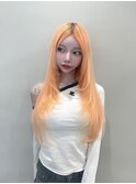 ホワイトオレンジカラー/レイヤーカット/シールエクステ/韓国風