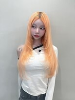 ラピス 渋谷本店(Lapis) ホワイトオレンジカラー/レイヤーカット/シールエクステ/韓国風