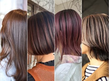 フランジェッタヘアー(Frangetta hair)の写真/髪が柔らかく見える透明感カラーや白髪を活かすグレイハイライトカラーが人気。