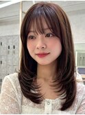 茗荷谷レイヤーカット顔周りダブルカラー白髪ぼかしハイライト
